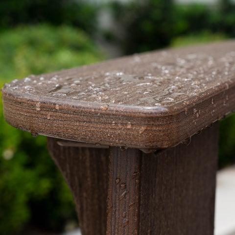 Woodgrain armrest with water droplets