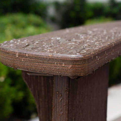 Outdoor chair armrest with water droplets