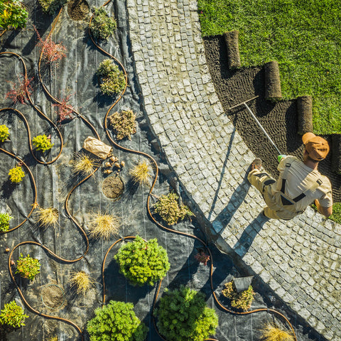 Landscaper designing an outdoor space