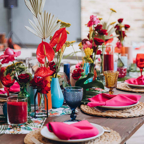 Table set up and decorating for a summer soiree