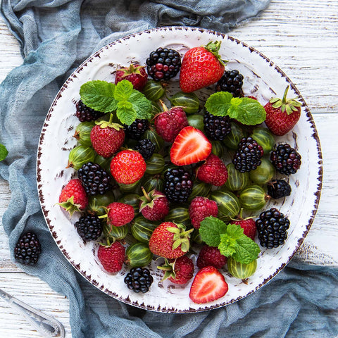 Plate with berries for a fruit salad treat