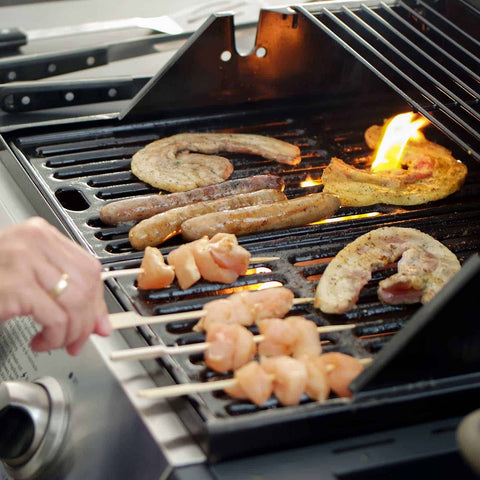 Grilling meats outside