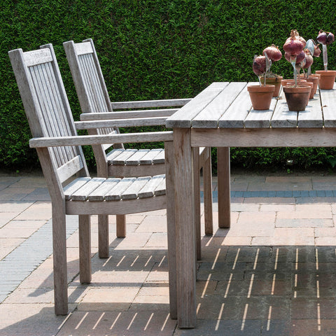 Worn and weathered outdoor dining table set
