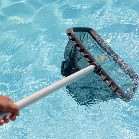 Pool cleaner basket in pool water