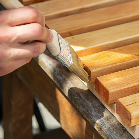 Staining high-maintenance wood outdoor furniture