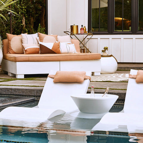 Pool Ledge lounge chairs with stylish pillows