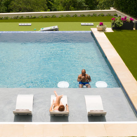 Relaxing on in-pool chaises