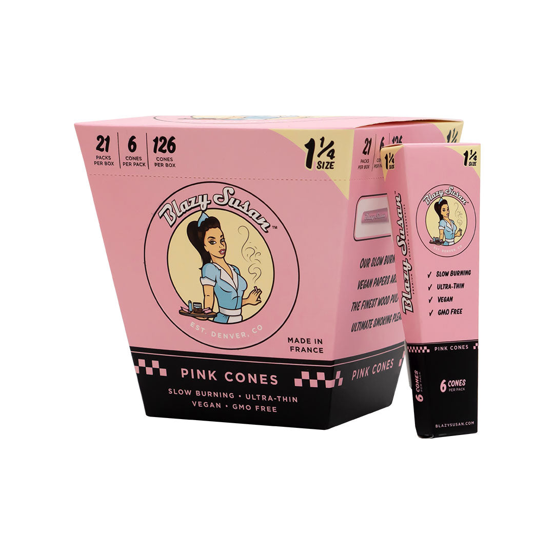 Blazy Susan Pink Pre Rolled Cones 1 1/4" | Full Box