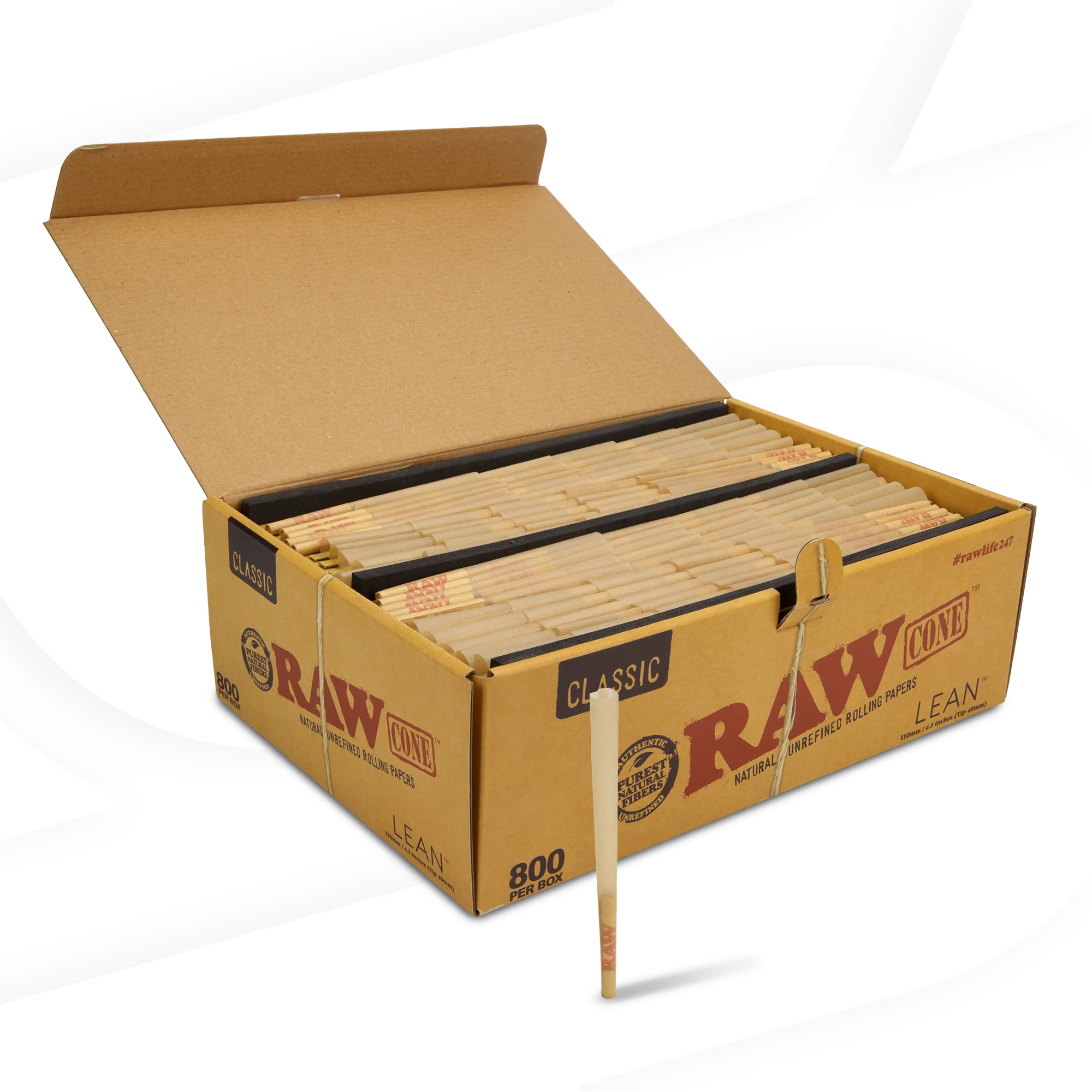 RAW CLASSIC LEAN SIZE CONES | BULK BOX | 800 CONES