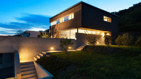 a house with porch lights 