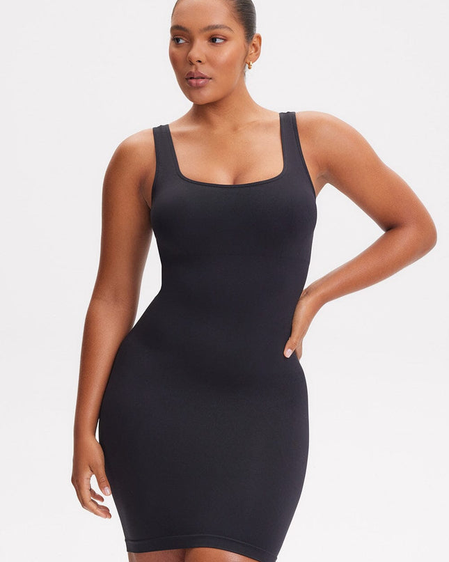 Built-In Shapewear Shorts Spaghetti Strap Midi Dress