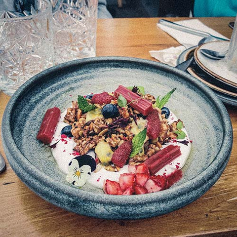 Rhubarb in a desert dish