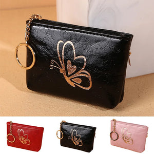 Pu Leather Women Wallet Clutch One Zip Short Wallets Mini Card Cash Holder Bronzing Butterfly Printing Coin Purse Small Pouch - Top Handbag Shop