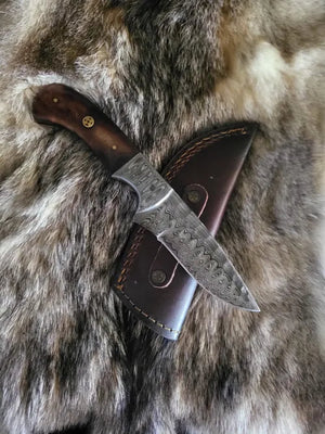 Camp Style Damascus Knife - Rugged Edge Blades - Finger Loop Knife