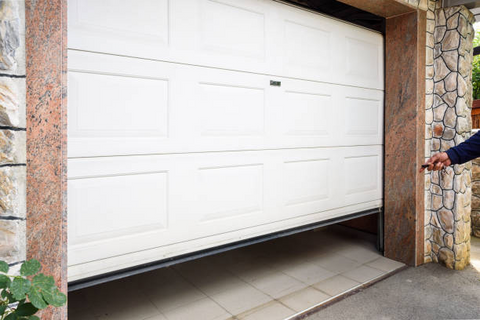automated white garage door
