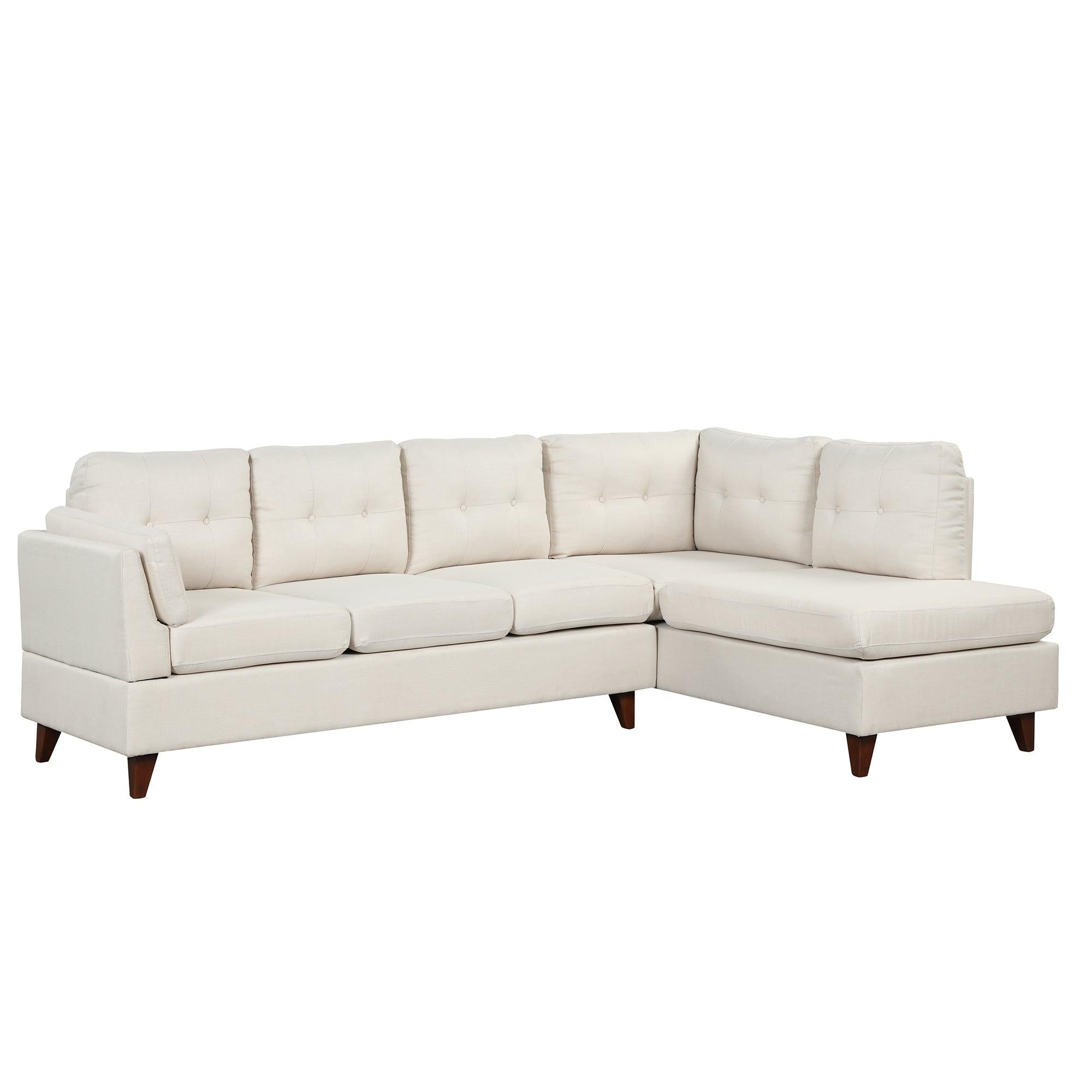 97.2"Modern Linen Fabric Sofa, L-Shape Couch with Chaise Lounge,Sectional Sofa with one Lumbar Pad,Beige