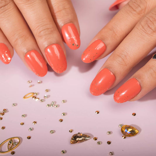 Orange Glitter me Presson Nails Set