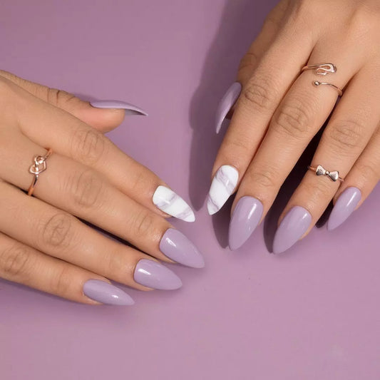 I love Marble Purple Artificial Nails Set