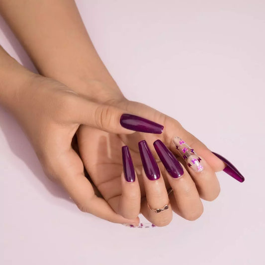 Purple Butterfly Press on Nails Set