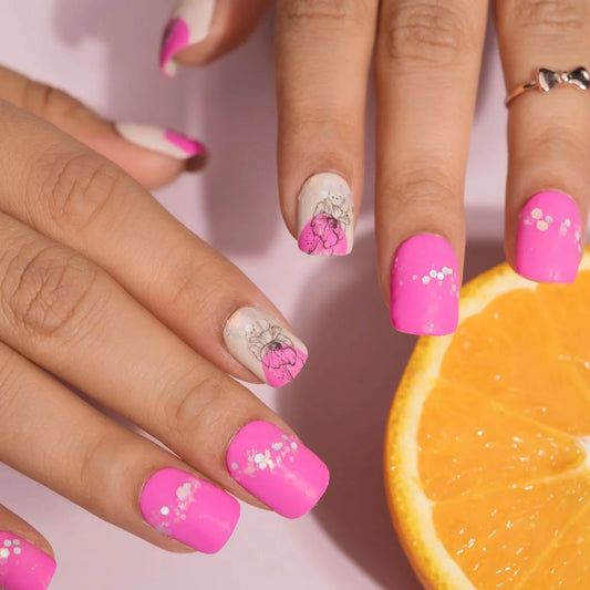 Dandelion and Pink Press On Nails Set