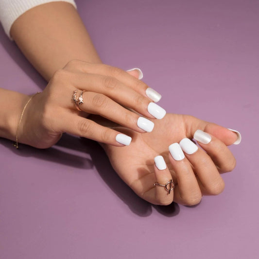 White Rush like Acrylic Presson Nails