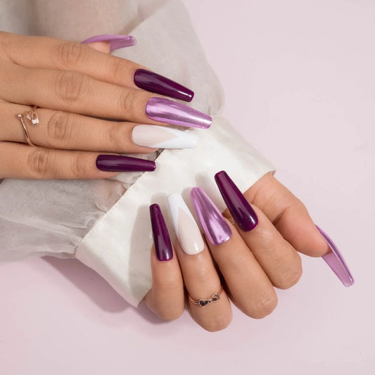 Everything Purple Chrome Fake Nails Set