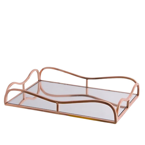 rose gold mirror tray small