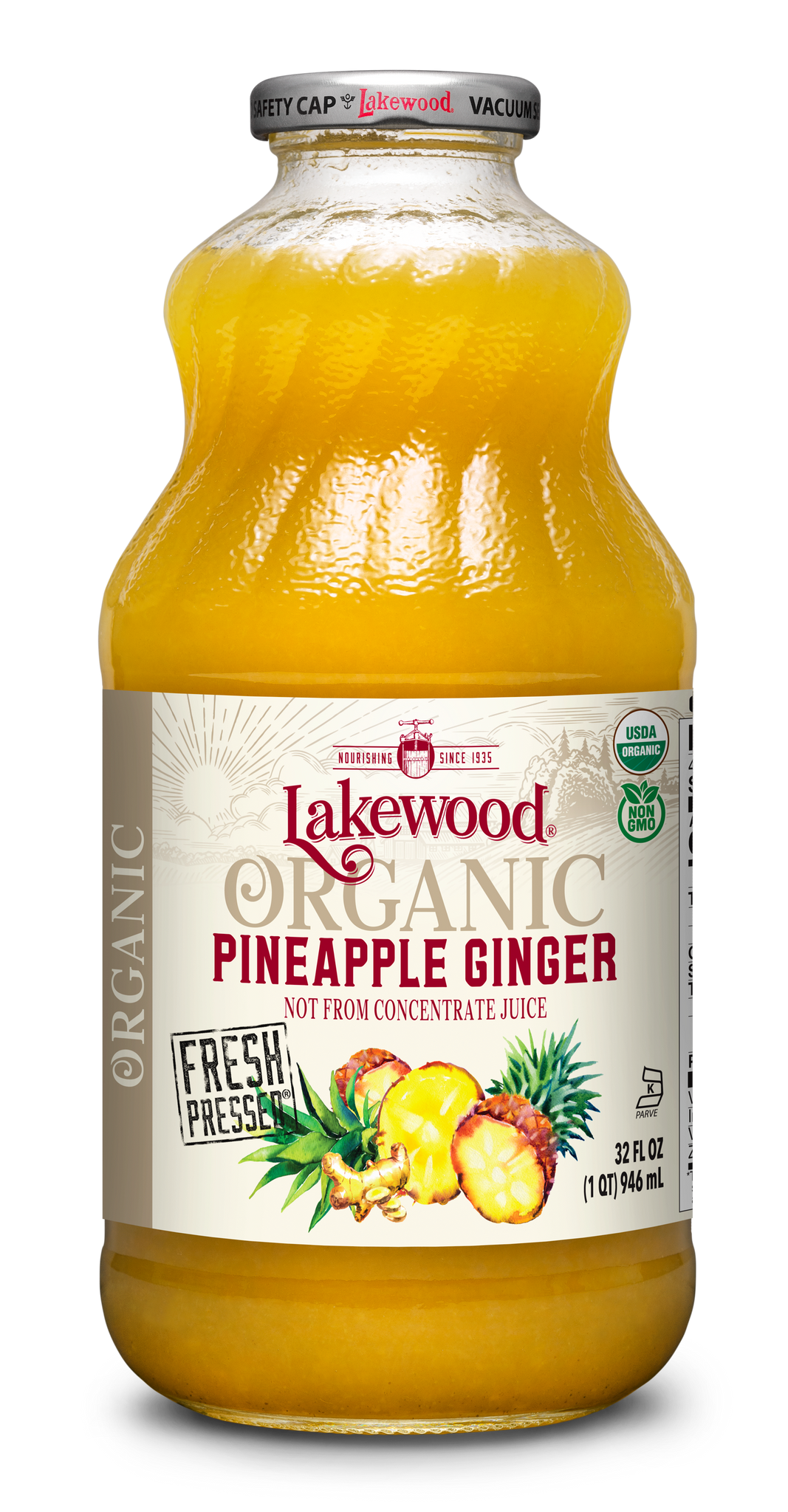 Organic Pineapple Ginger (32oz, 6-pack) | Lakewood Organic Juice