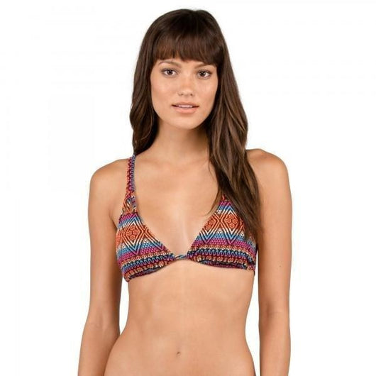 Reef Print Double Strapped Triangle Bikini Set 