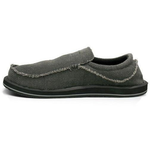 Sanuk Chiba Textile Grey Tan Slip On Canvas Sidewalk Surfers Shoes