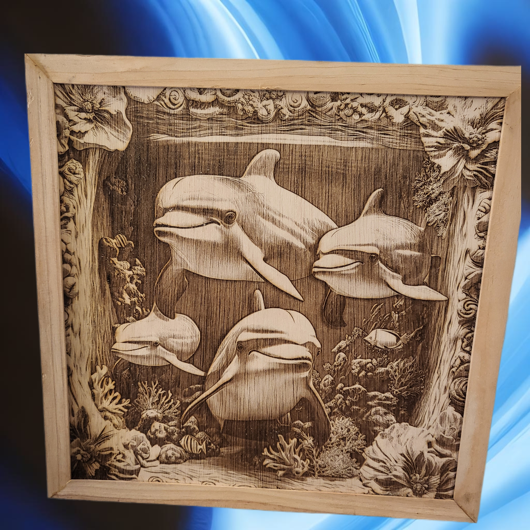 12X12 Dolphine Laser Art