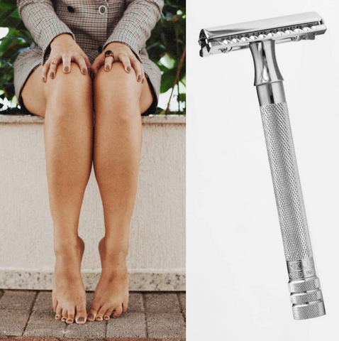 Women shave with safety razor