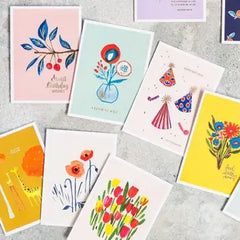 New! Sets of Six Hand-painted and collaged Mini Cards – Misha Zadeh