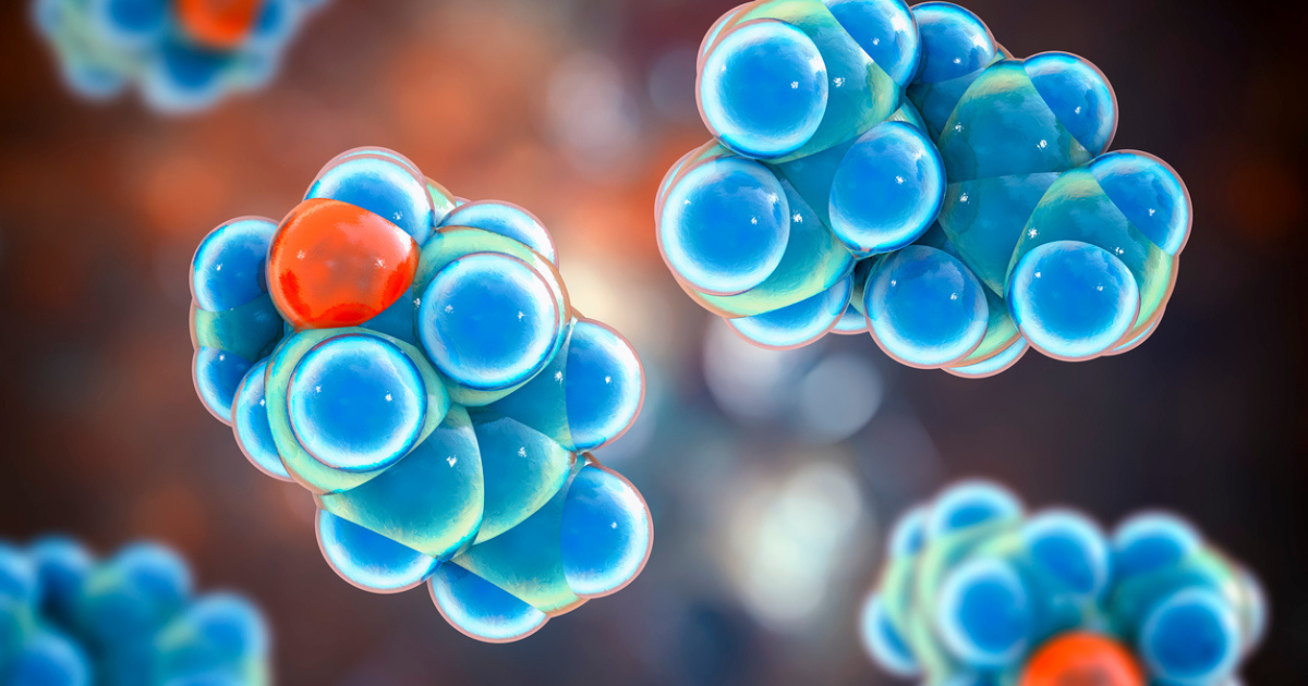 A close up 3-D of Terpinen-4-ol molecule in tea tree oil.