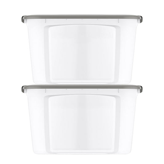 Bella Storage Solution 30 Gallon Locking Lid Storage Container - Clear Base  & Sharkskin Lid