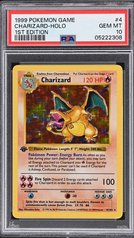 1st Edition Shadowless Base Set Charizard PSA 10 1999 original