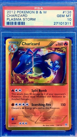 PSA 10 Charizard 136/135 plasma storm holo rare