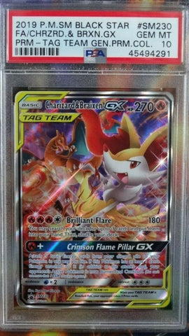 PSA 10 Charizard & Braixen GX SM230 Black Star Promo 2019