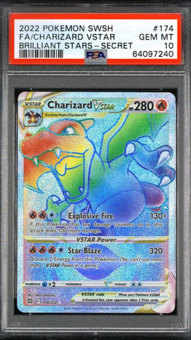 PSA 10 Charizard Full Art VSTAR 174/172 BRILLIANT STARS