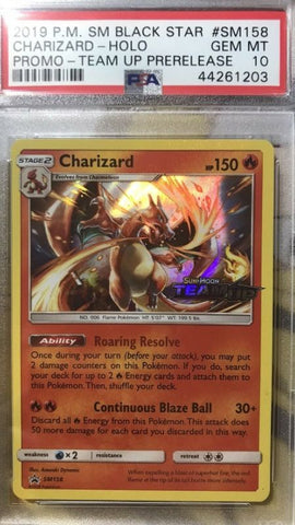 PSA 10 Charizard Pre Release Team Up Promo SM158 Sun Moon 2019