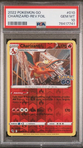 PSA 10 Charizard Reverse 010/078 Pokemon Go Holo