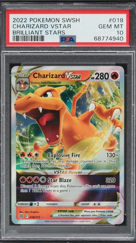 PSA 10 Charizard VSTAR Full Art  V 018/172 BRILLIANT STARS