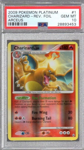 PSA 10 Charizard reverse Holo 1/99 arceus platinum