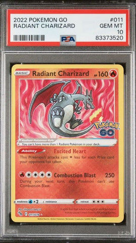 PSA 10 Radiant Charizard 011/078 Pokemon Go Holo