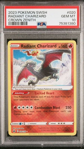 PSA 10 Radiant Charizard 020/159Crown Zenith SWSH Pokemon TCG