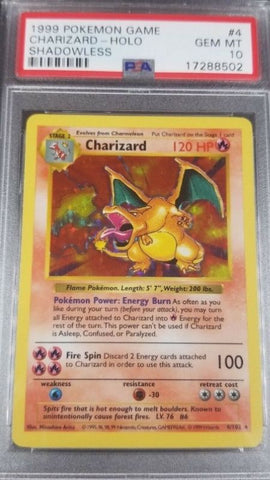 PSA 10 SHADOWLESS CHARIZARD BASE SET 1999