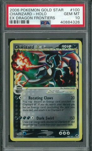 PSA 10 Charizard Gold Star 100/101 Ex Dragon Frontiers 2006