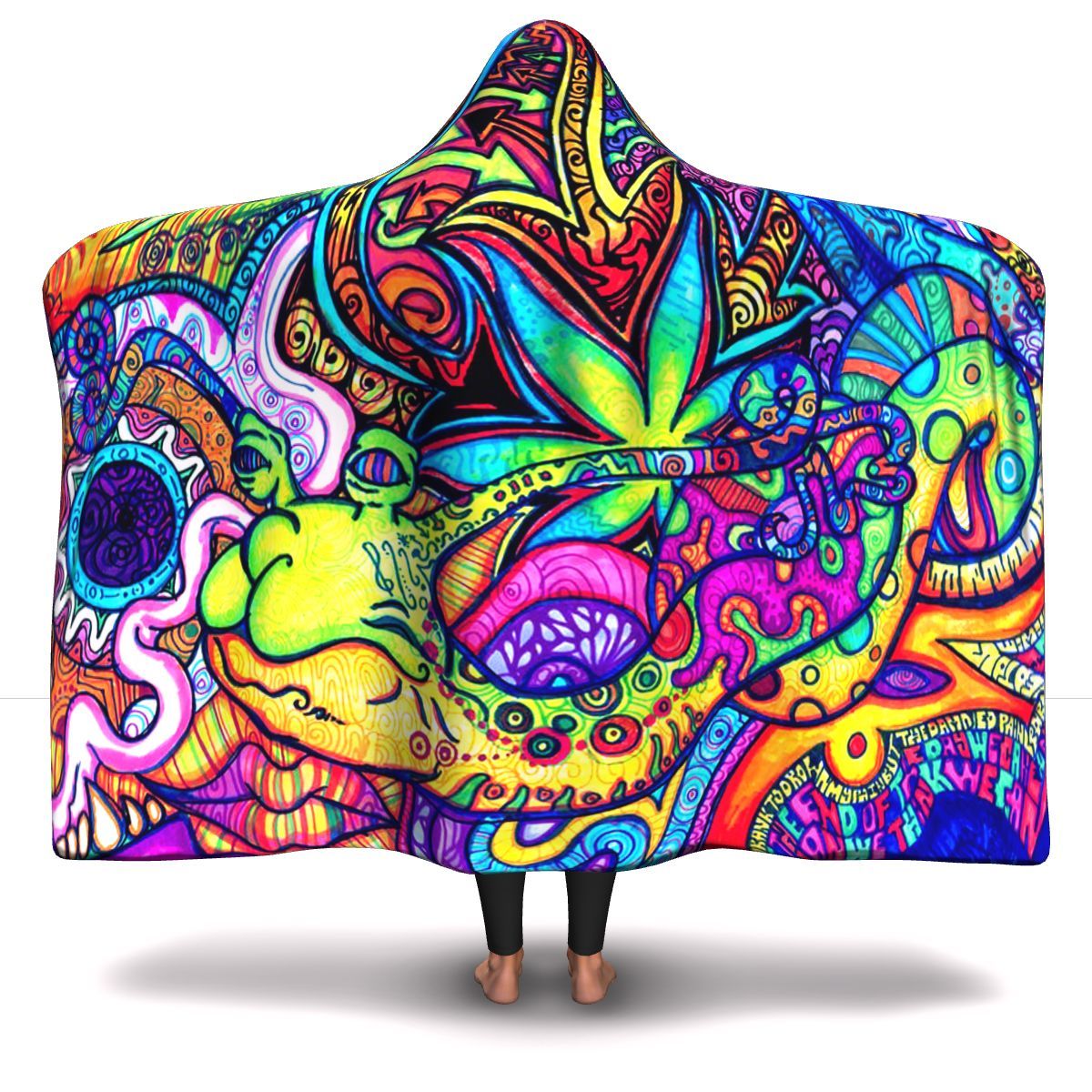 Psychedelic Hooded Blanket American Weedster