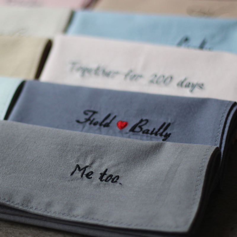 Customized embroidered text handkerchief
