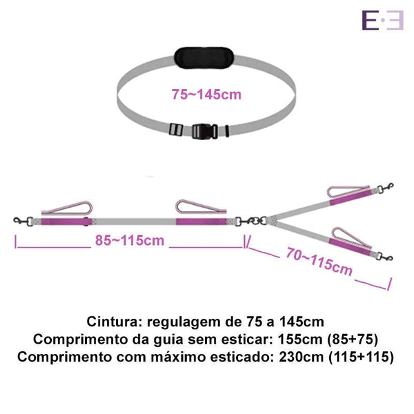 Guia Dupla com Cinto Passeio Cachorro - Estilo.e